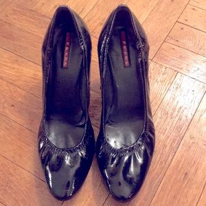 Prada black leather heels, super comfortable